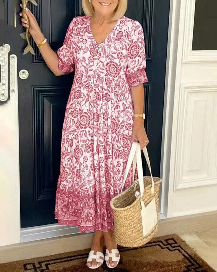 Keisha | Abito Floreale Elegante con Scollatura a V