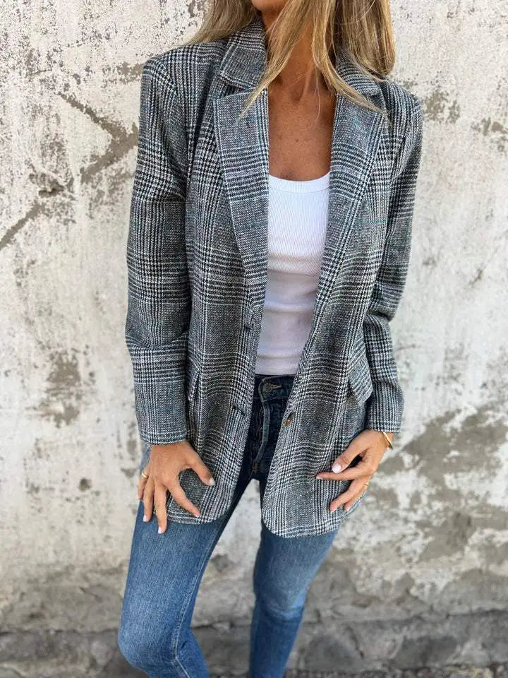 Amelia™ - Blazer Casual a Quadri con Rever