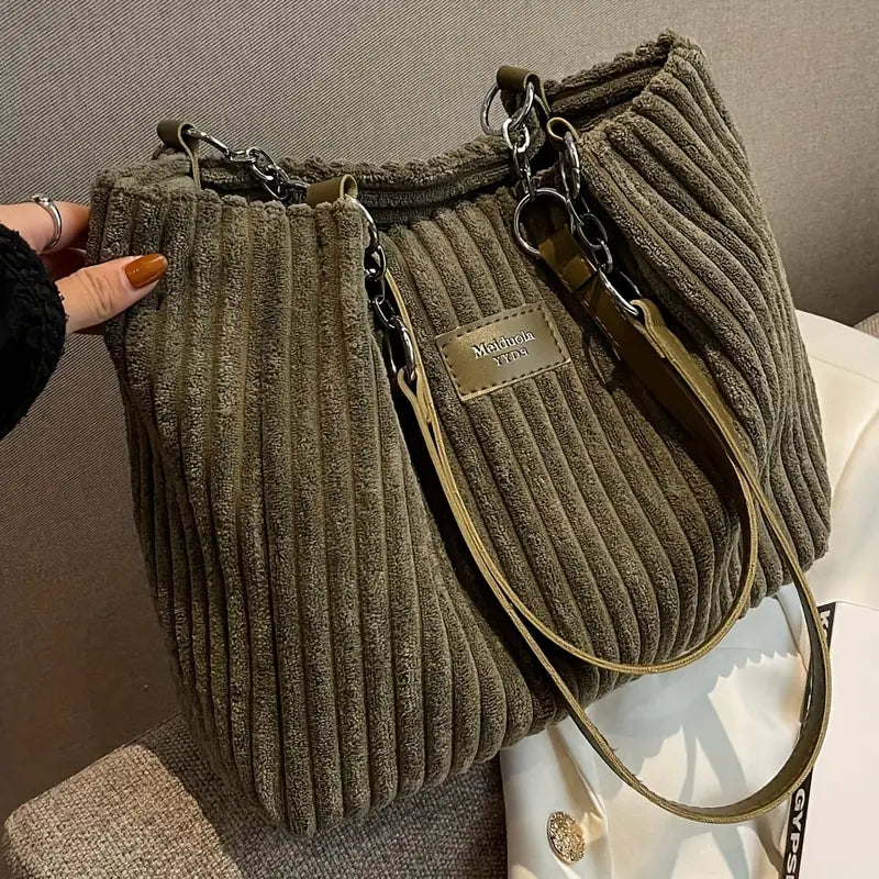 Layla™ - Elegante Borsa Tote in Velluto a Coste