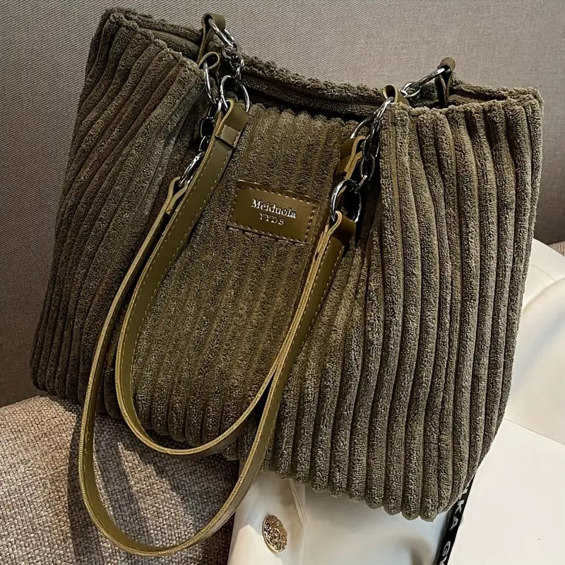 Layla™ - Elegante Borsa Tote in Velluto a Coste