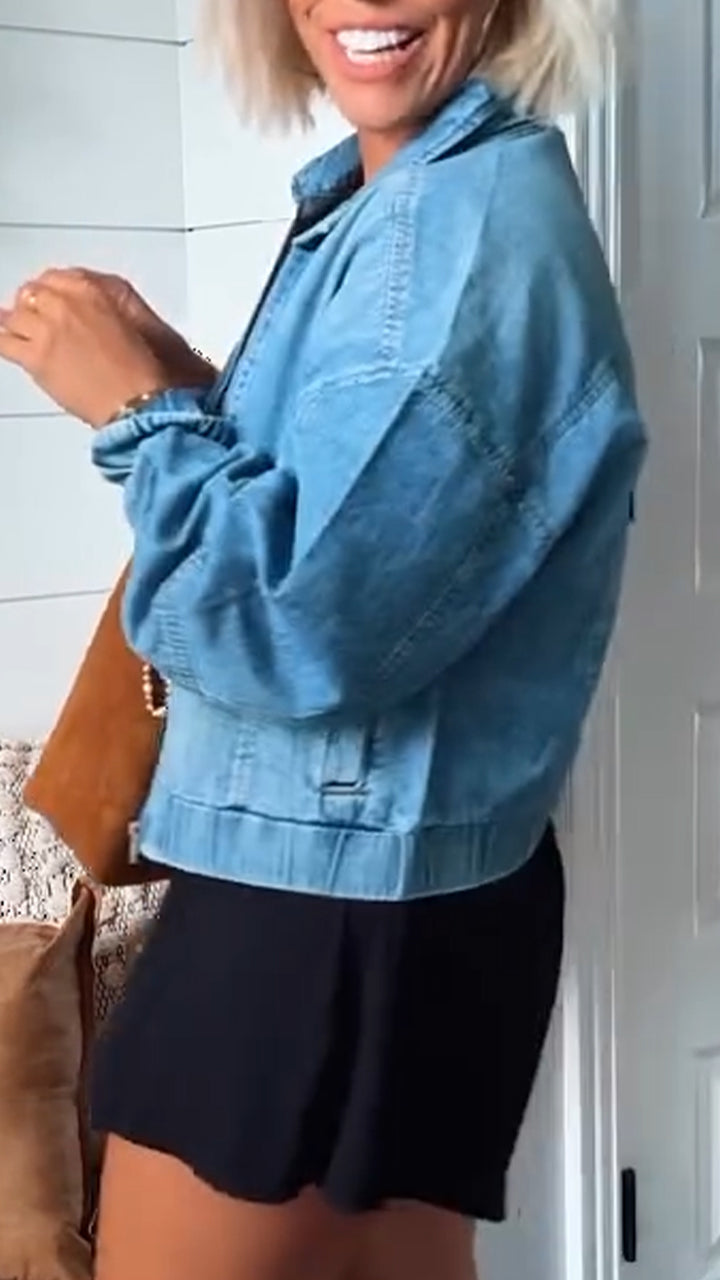 Valentina | Giacca in Denim con Zip Senza Tempo