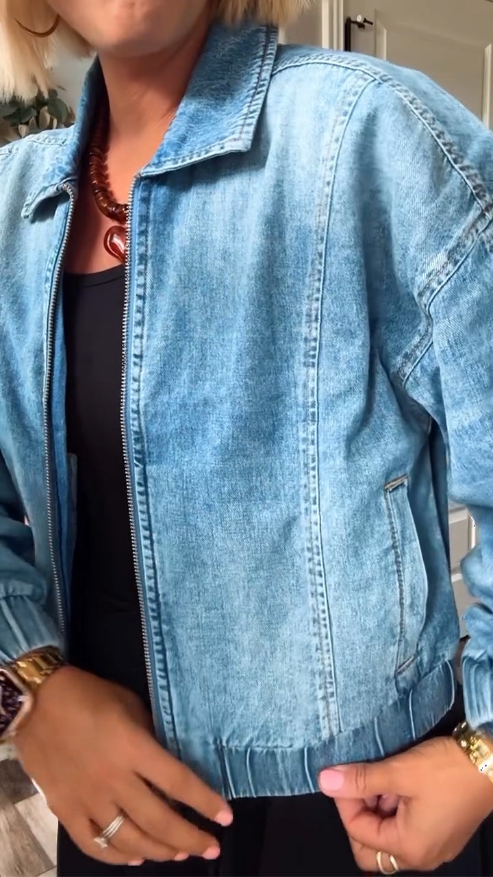Valentina | Giacca in Denim con Zip Senza Tempo