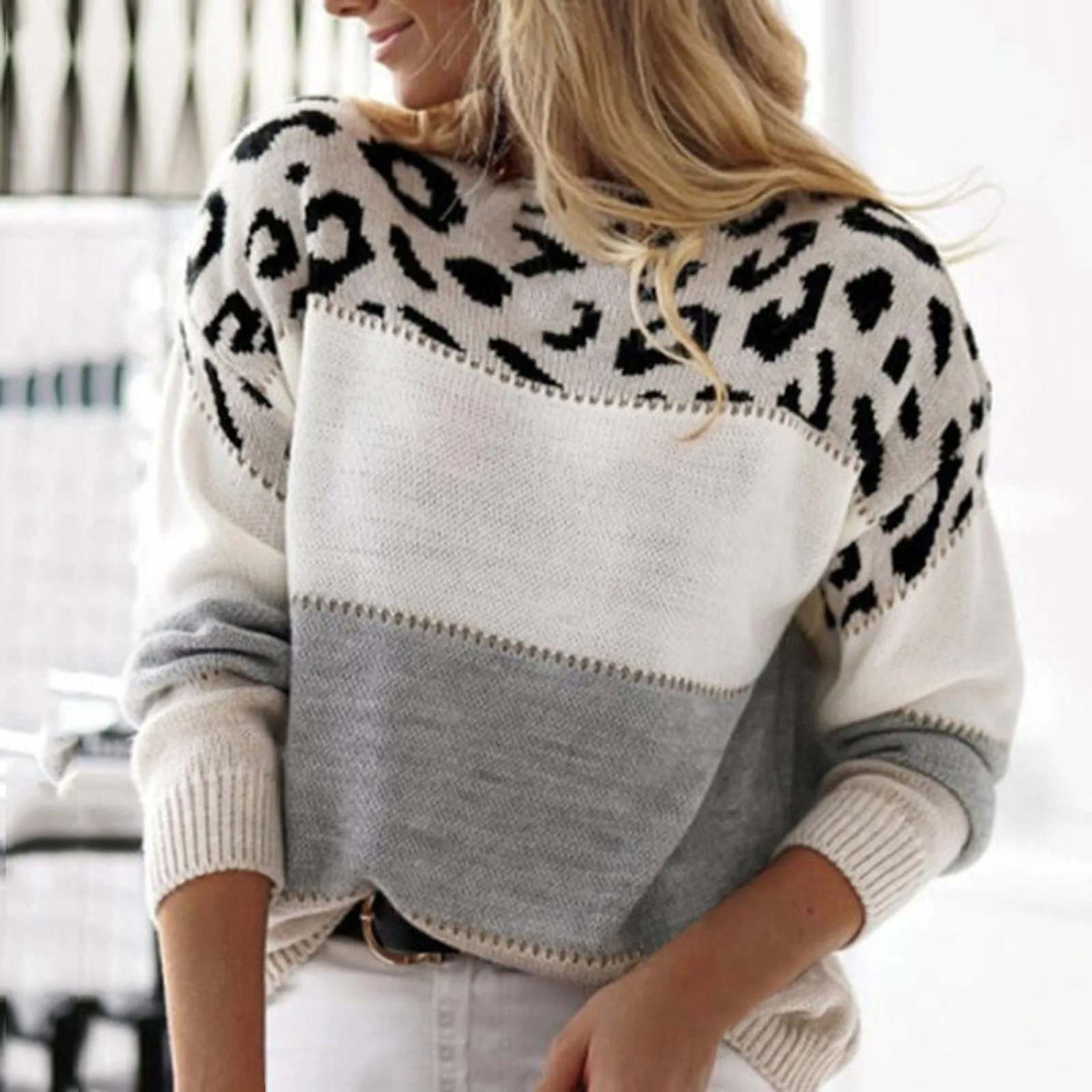 Penelope™ - Maglione alla Moda con Stampa Leopardo