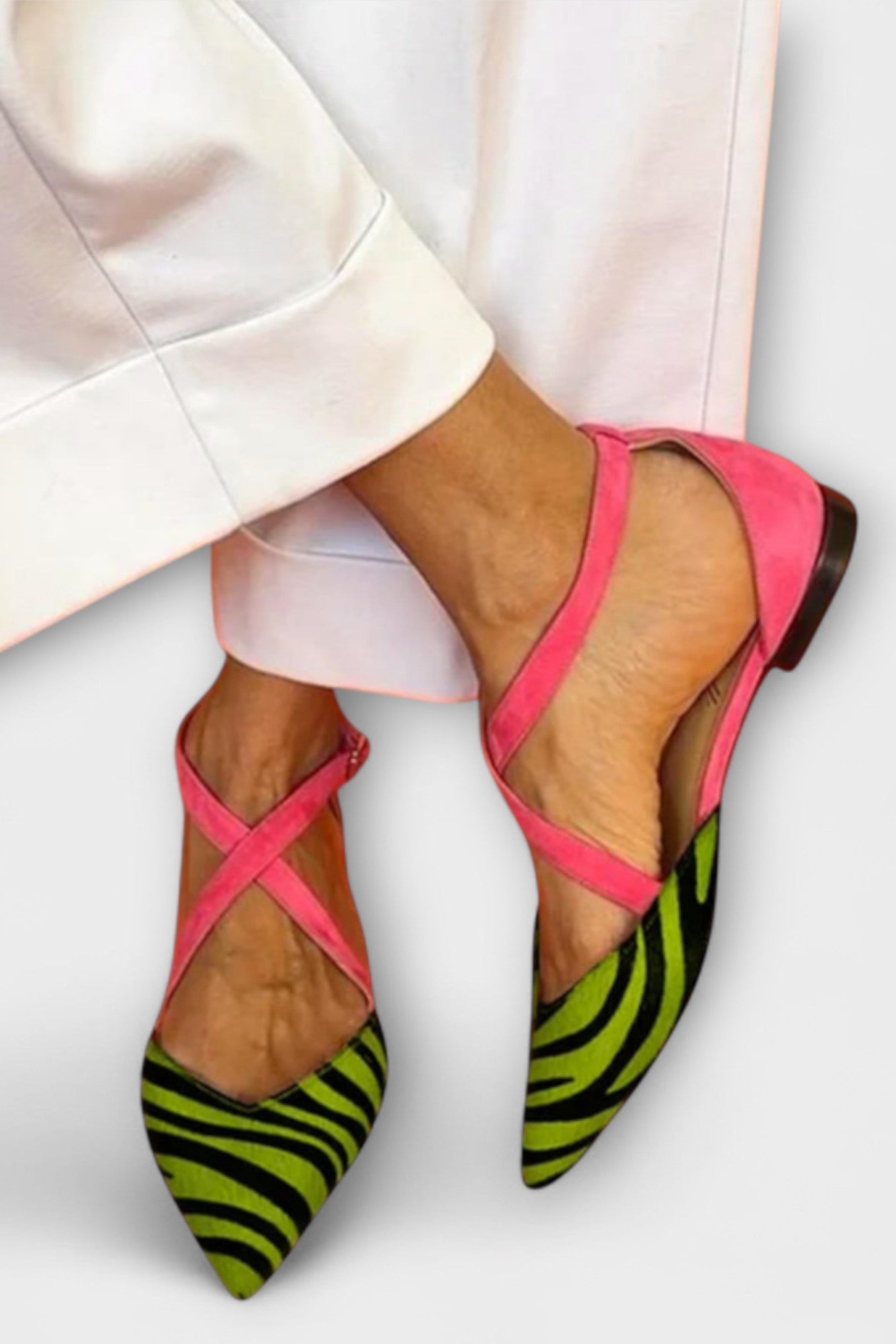Ballerine Fenna con Stampa Zebra e Cinghie Incrociate