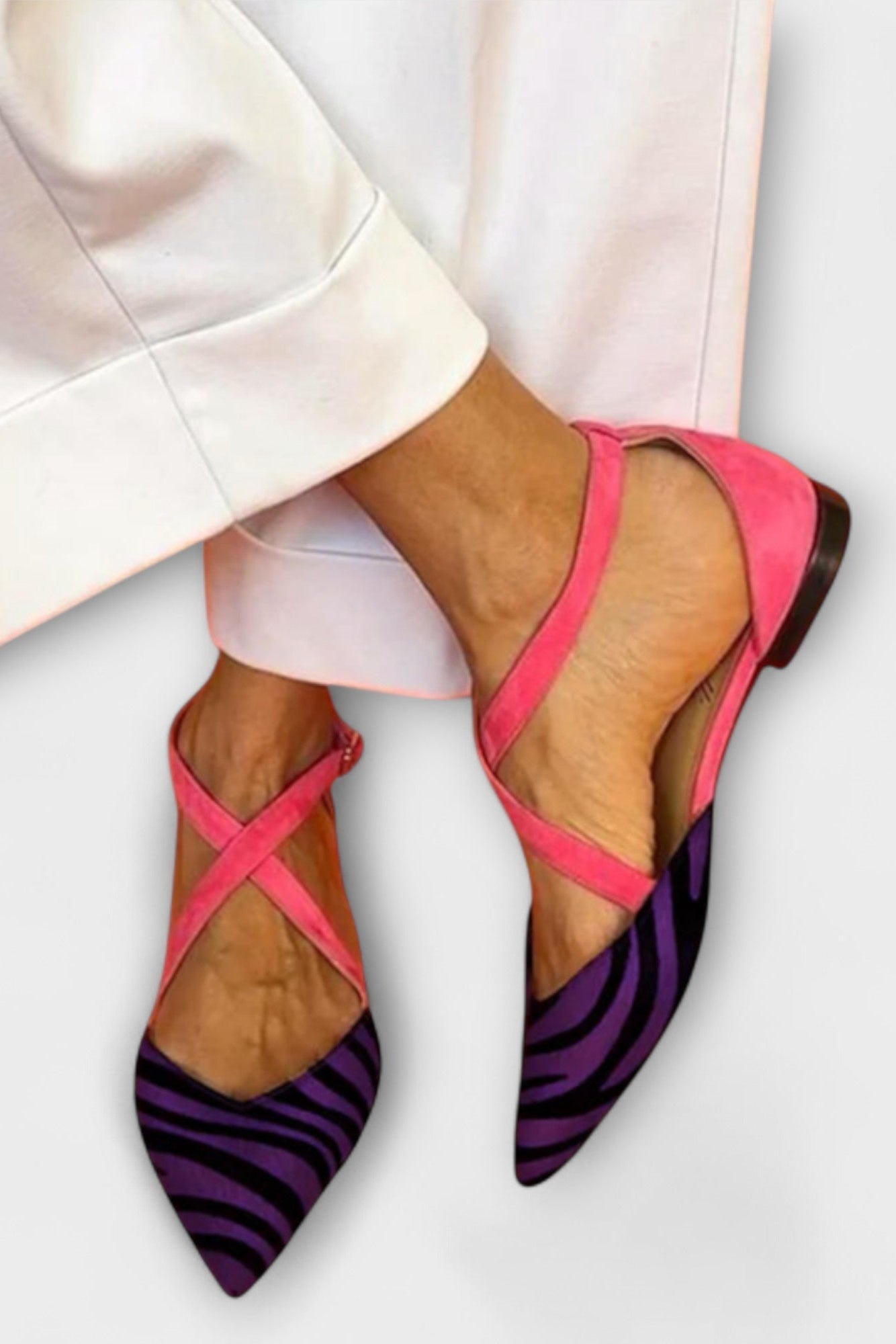 Ballerine Fenna con Stampa Zebra e Cinghie Incrociate