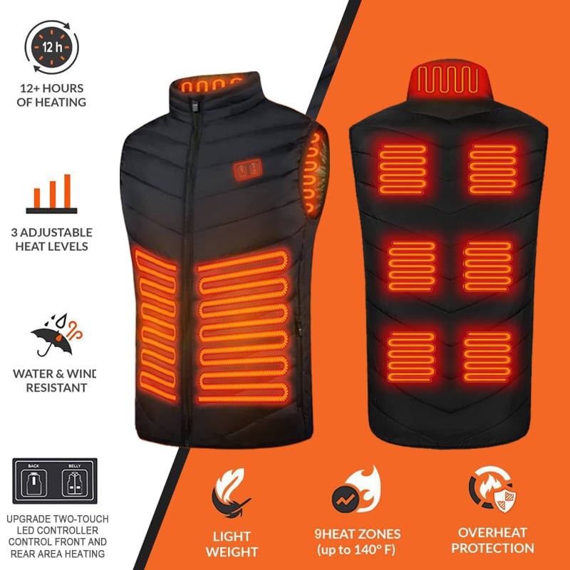 Layla™ - Versione Aggiornata Giubbotto Riscaldato con Controller LED a Due Tasti e 15 Zone di Calore