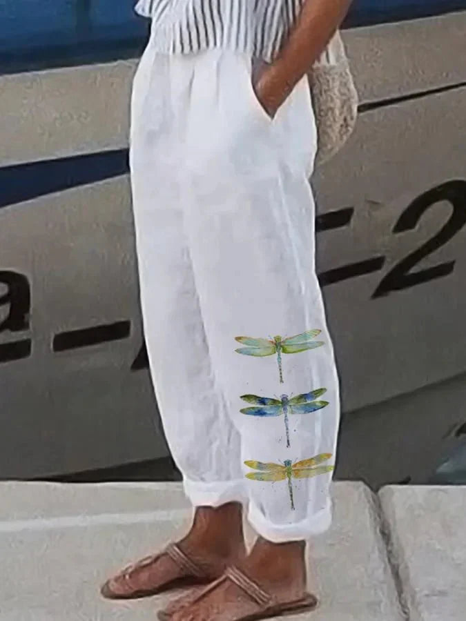 Meryl | Pantaloni con Stampa Libellula
