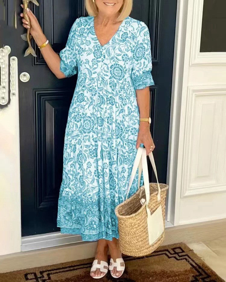 Keisha | Abito Floreale Elegante con Scollatura a V