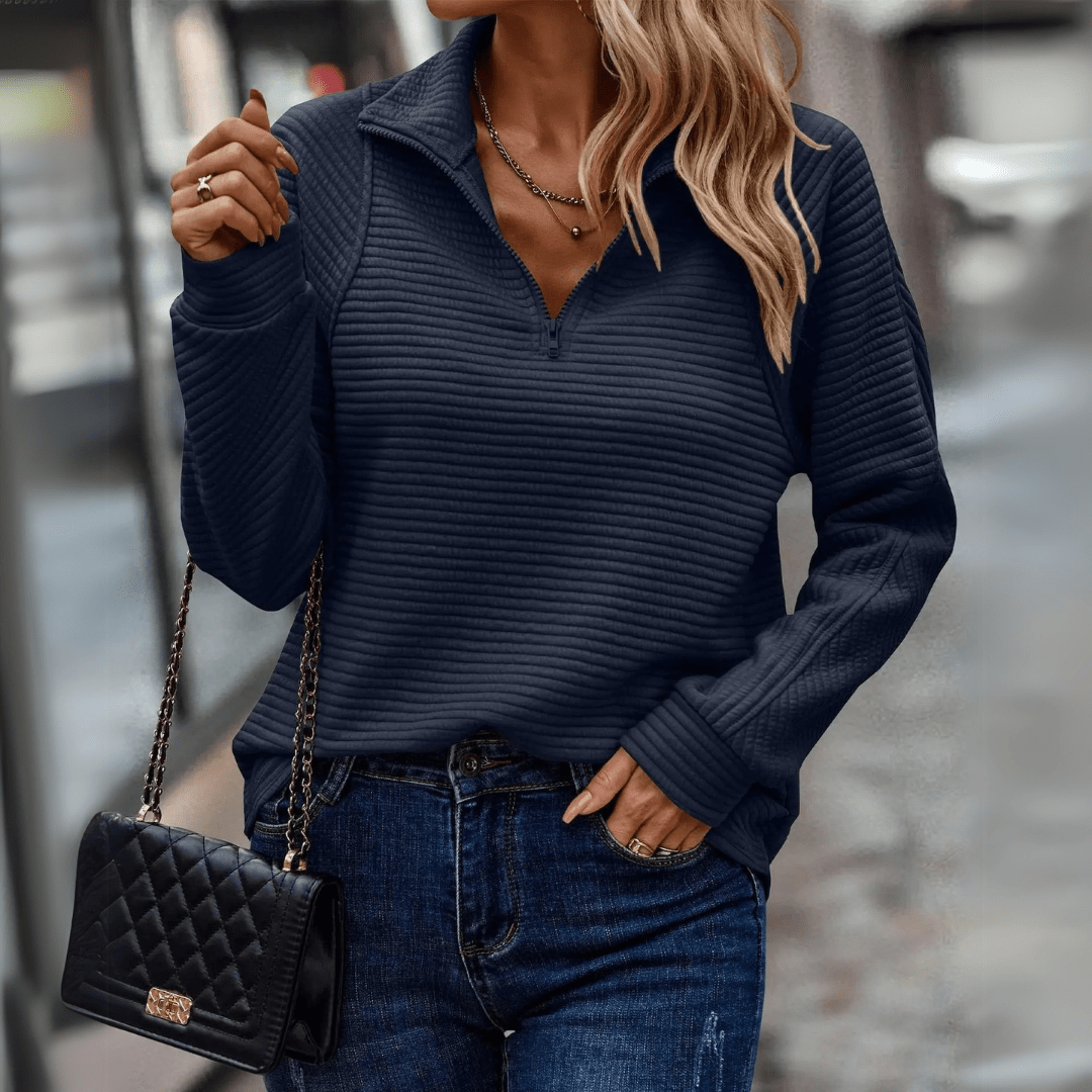 Jenica | Pullover Chic con Mezzo Zip