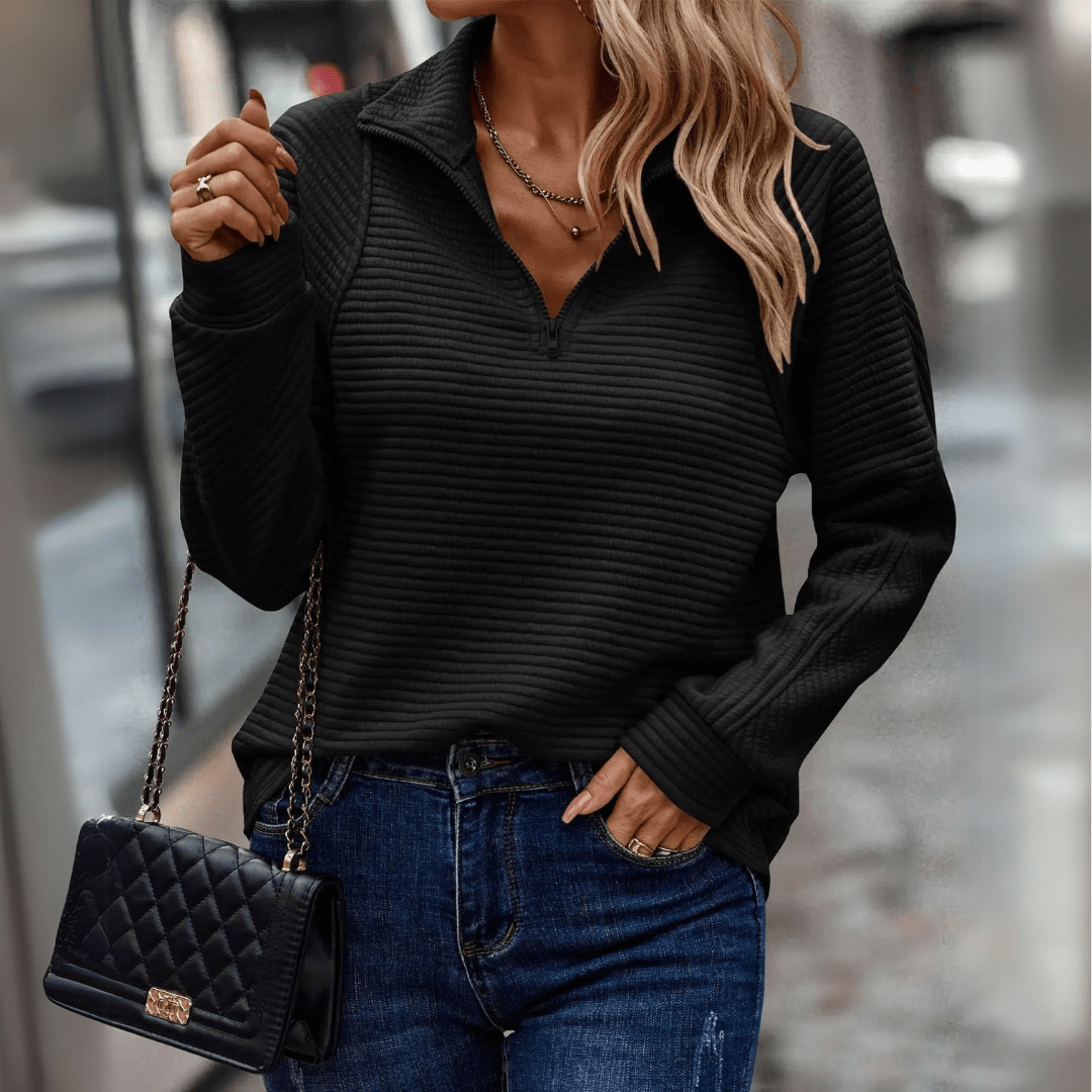 Jenica | Pullover Chic con Mezzo Zip