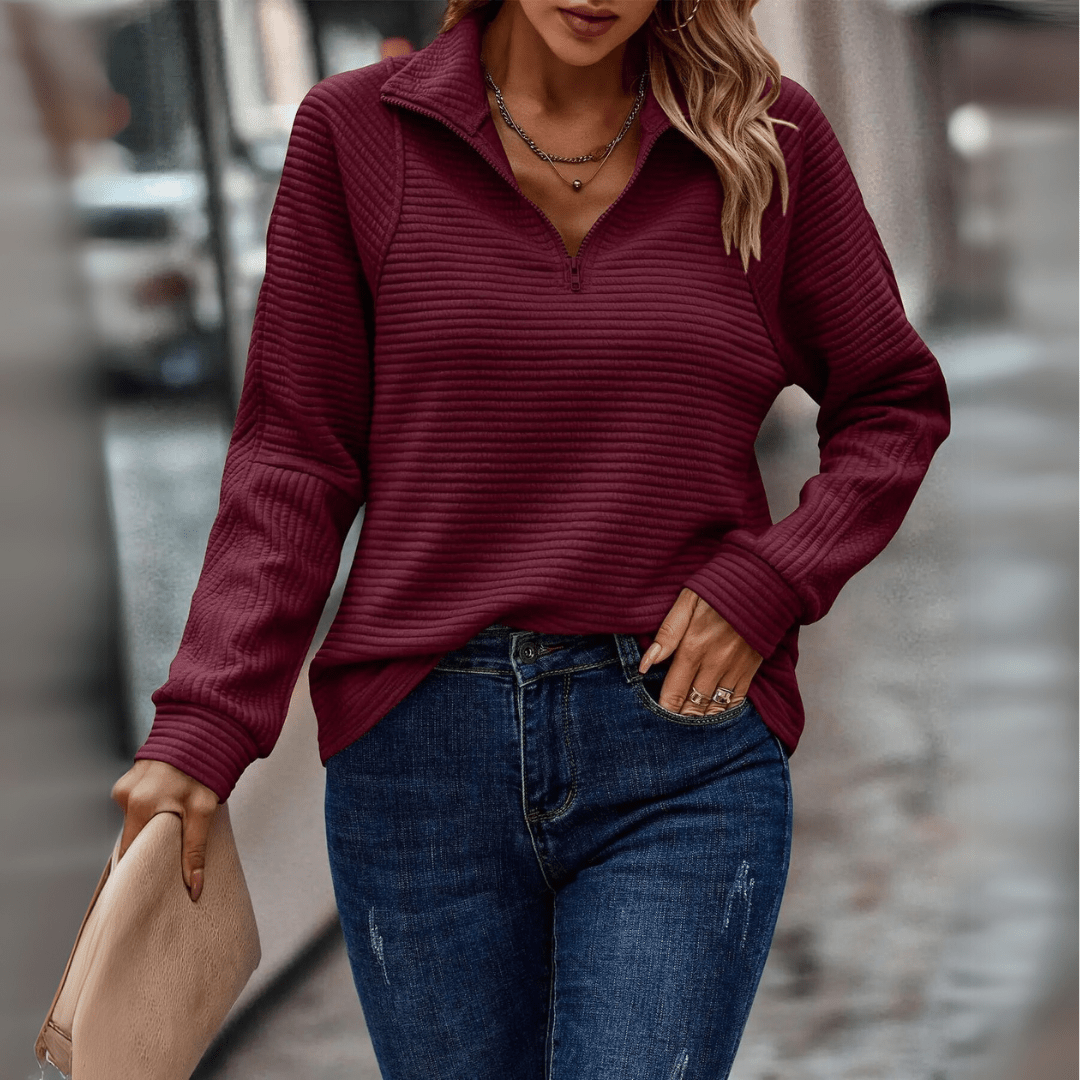 Jenica | Pullover Chic con Mezzo Zip
