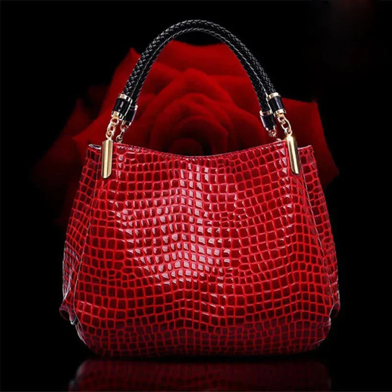 Isabella™ Eleganza Duratura | Borsa a Mano con Stampa Coccodrillo Elegante