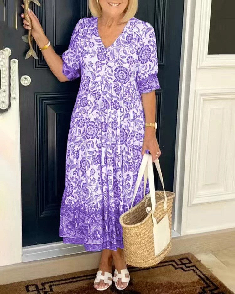 Keisha | Abito Floreale Elegante con Scollatura a V