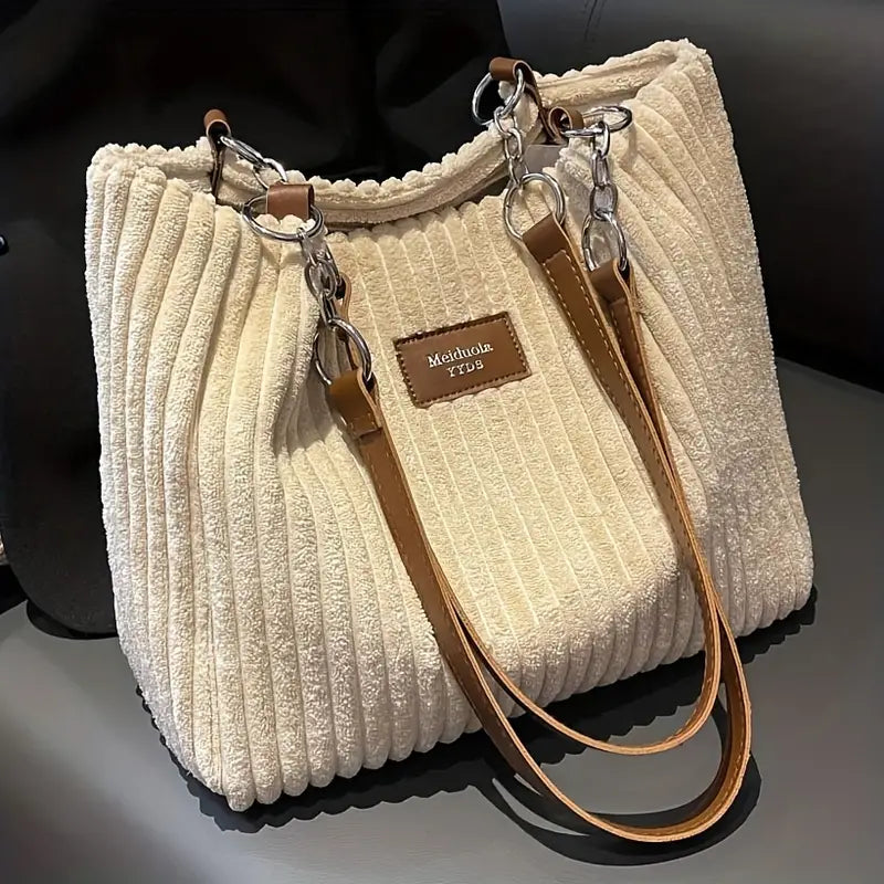 Layla™ - Elegante Borsa Tote in Velluto a Coste