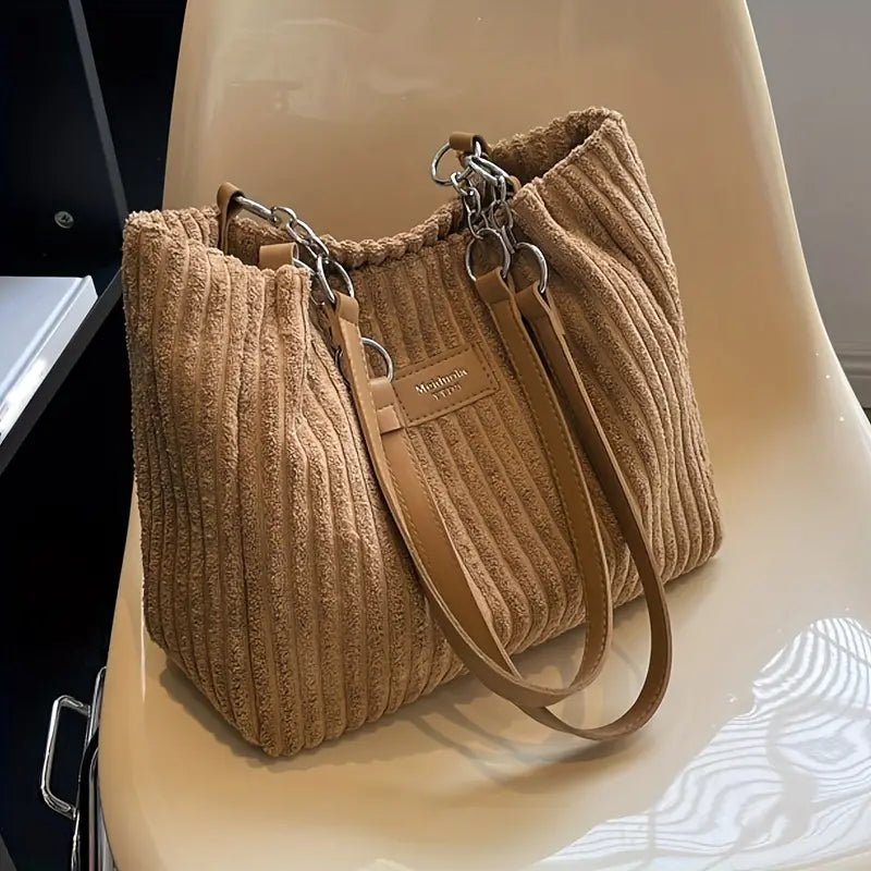 Layla™ - Elegante Borsa Tote in Velluto a Coste