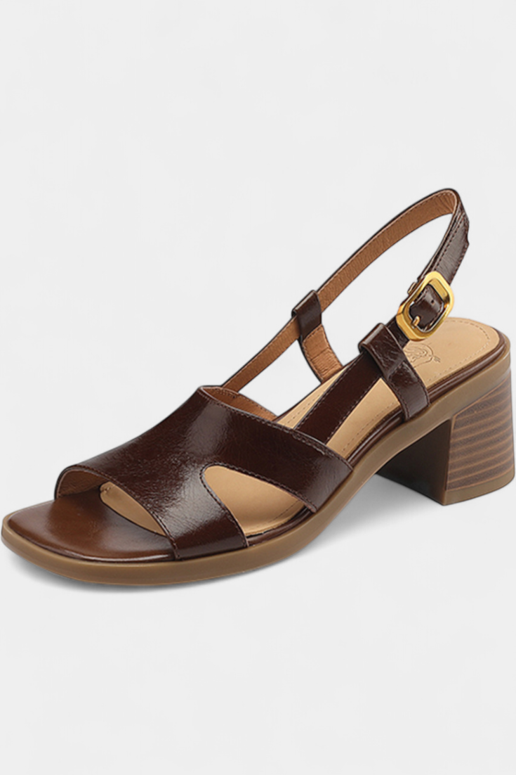 Sandali Retro Milie con Punta Quadrata e Tacco Comodo